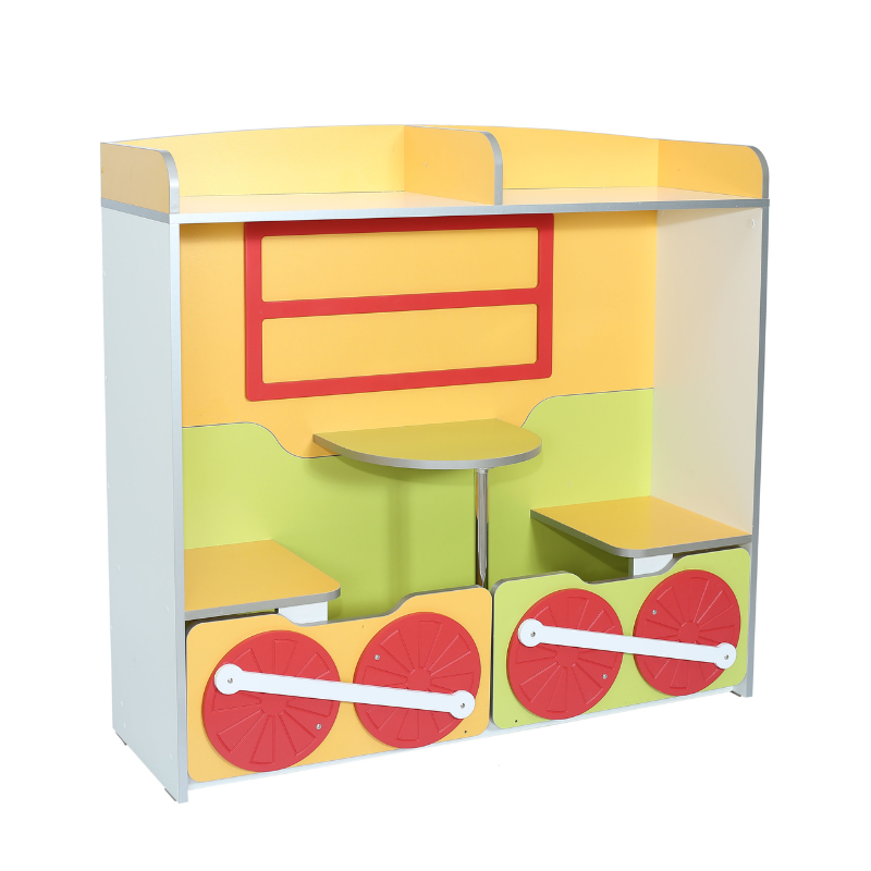 Універсальна дитяча стінка "Казковий експрес" елемент №3, відкрита з полицями, матеріал корпусу - ЛДСП, АЛМАНТ, 1200х350х1130 мм.